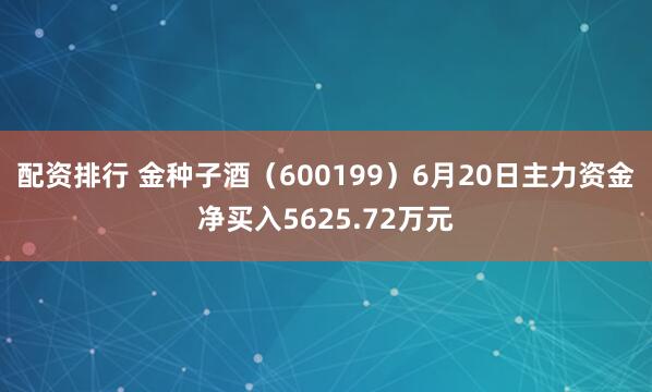 配资排行 金种子酒（600199）6月20日主力资金净买入5625.72万元
